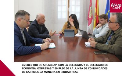 Encuentro de ASLABCAM con la Delegada  y el Delegado de Economía, empresas y Empleo de la Junta de Comunidades de Castilla la Mancha en Ciudad Real